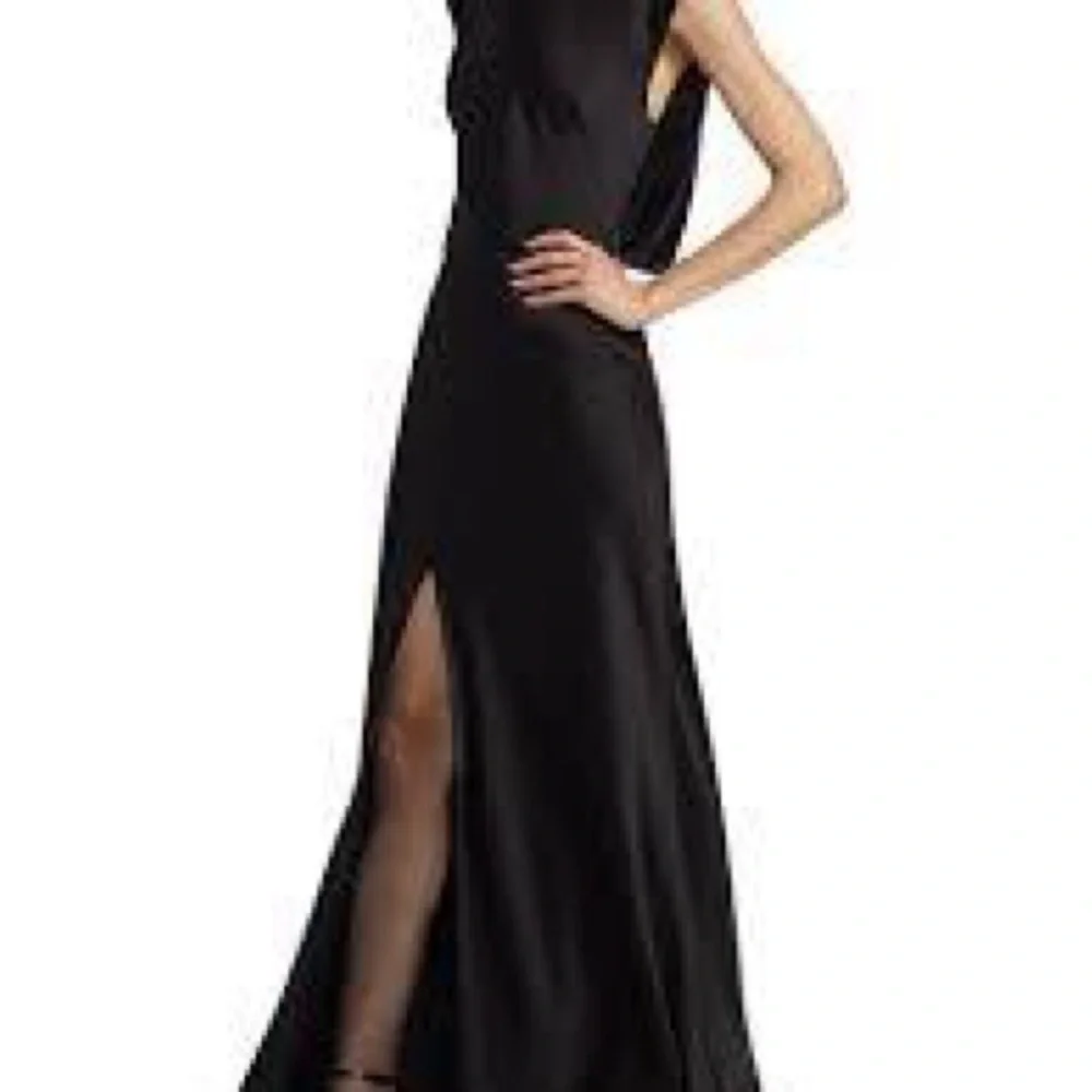 Ramy Brook Black Satin Joanna Gown Size 12 - Picture 2 of 10